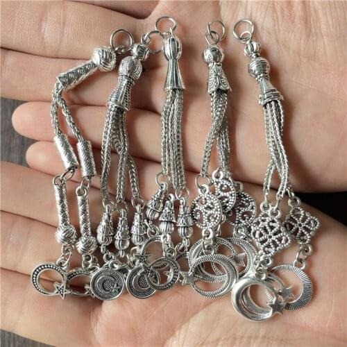 JunKang Mixed batch of five kinds styles Turkey moon star flag pendant DIY handmade rosary beads accessories Muslim Islam