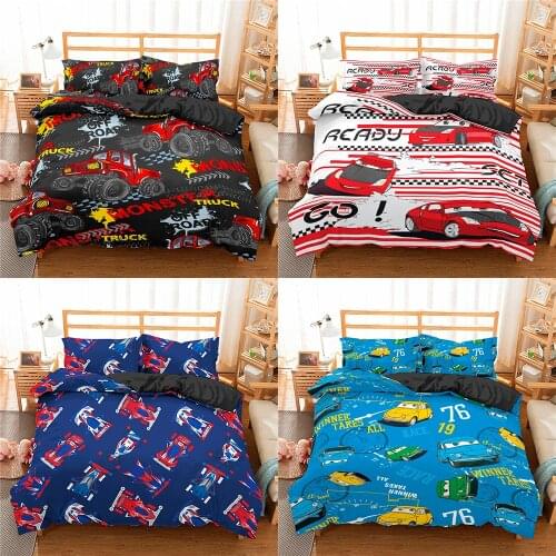 2/3 Pieces Cartoon Car Bedding Set Duvet Cover For Boy Children Single Twin King Size Quilt Cover Bedclothes Comforter Cover Set