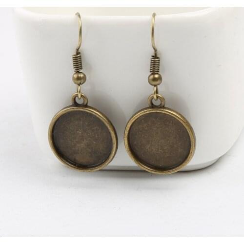 Reidgaller 20pcs blank earring bezel fit 14mm round cabochon earrings base settings diy jewelry making accessories