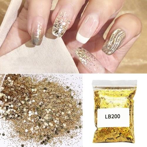 Nail Glitter Holographic Mixed Hexagon Shape Chunky Nail Sequins Laser Flakes For Manicure Nails Art Makeup Body/Face Decoration