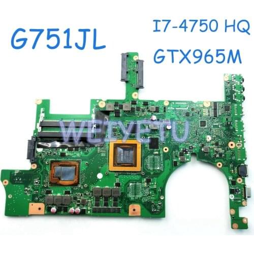 ROG G751JL With i7-4850HQ GTX965M 2GB Motherboard For ASUS G751J G751JT G751JY Laptop Mainboard Rev 2.0 test 100%Tested Working
