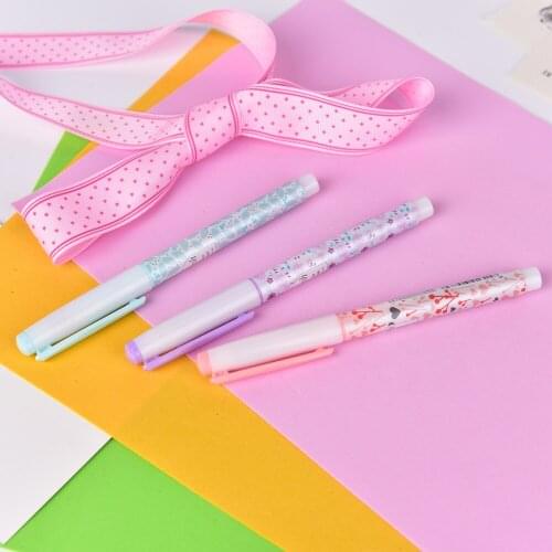 14cm Flower Multi Function Pen Cute Kawaii Candy Color Flower Plastic Fountain Pen With Ink Sac For Kids Gift Korean Stationery