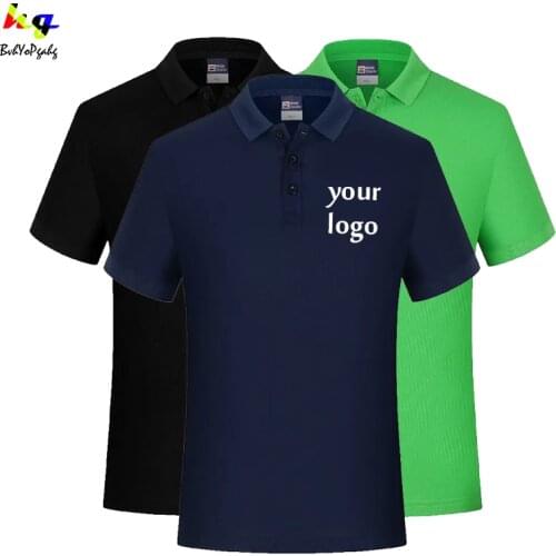 Mens Custom Logo Short Sleeve Polo Shirt Printed Logo Picture Text Top Ladies Casual Polo Shirt