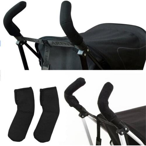 New 1 Pair Black Neoprene Baby Stroller Grip Cover Carriages Poussette Armrests Handle Protector Cover For Stroller