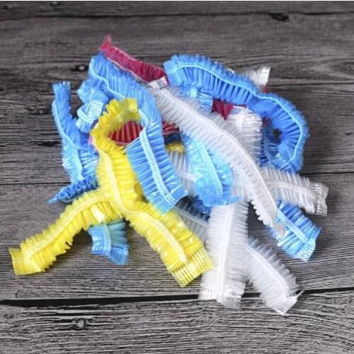 100Pcs/Lot Disposable Shower Cap Plastic Bathing Caps Waterproof Hotel One-Off Shower Hat Travel Hair Spa Salon Bathroom Product