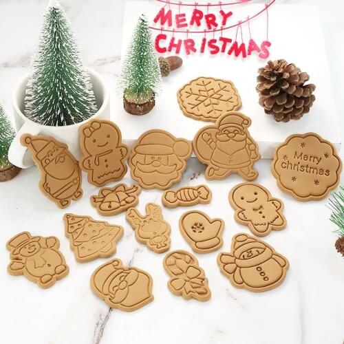Food Grade Plastic Christmas Cookie Mold Sugarcraft Biscuit Cutter Baking Tools Plunger Stamp Die Fondant Cake Tools