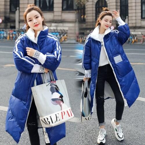 Thick Warm Windbreaker Jacket Female 2021 New Parka Cotton Long Loose Casual Fashion Striped Hooded Womens Winter Coat