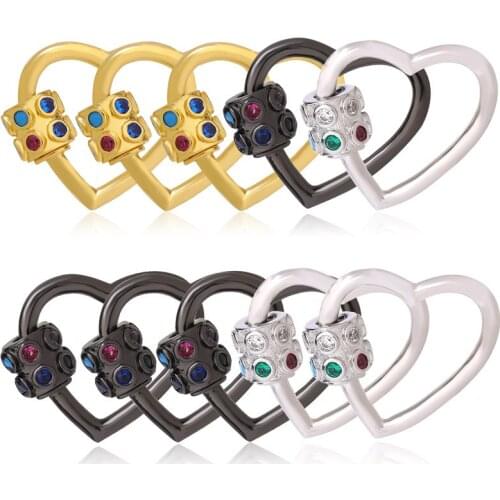 DIY Pendant Colorful zircon heart-shaped spiral Clasps Accessories For Handmade Mesh Chains Necklace DIY Jewelry Making Supplies