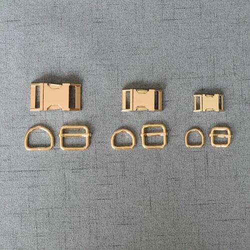 50 Sets 15mm/20mm/25mm Metal Buckle Slider Adjustable D Ring Clasp Webbing For Paracord Pet Zinc Alloy DIY Dog Collar Accessory