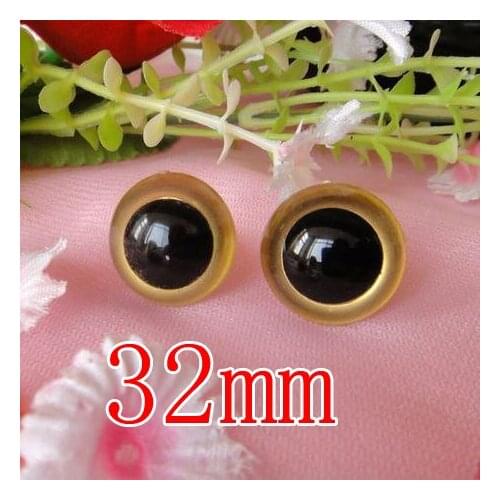 Fress ship!!!100pcs/lot 32mm gold color purple toy eyes/ safety eyes with PLASTIC lock-washers/Doll toy doll eyes