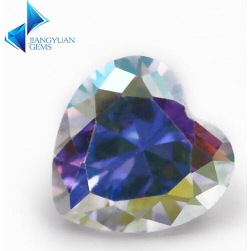 Size 3x3~10x10mm Plating AB Color Multicolor Cubic Zirconia Stone Heart Cut Loose CZ Stone Synthetic Gems