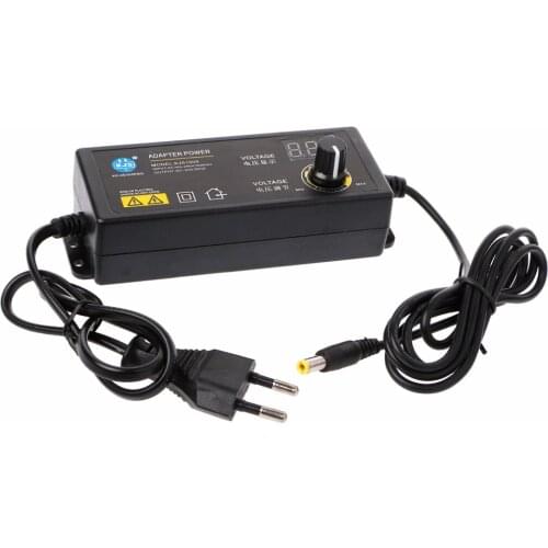 60W 3-24V Adjustable Adapter With Display Screen Of Voltage DC 5.5x2.1/2.5mm Power Supply EU Plug