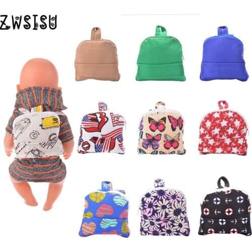 Doll Bags 10 Styles Various Patterns Fashion Doll Backpack For 18 Inch American Doll & 43 Cm Born Doll Girl`s Toy For Generation