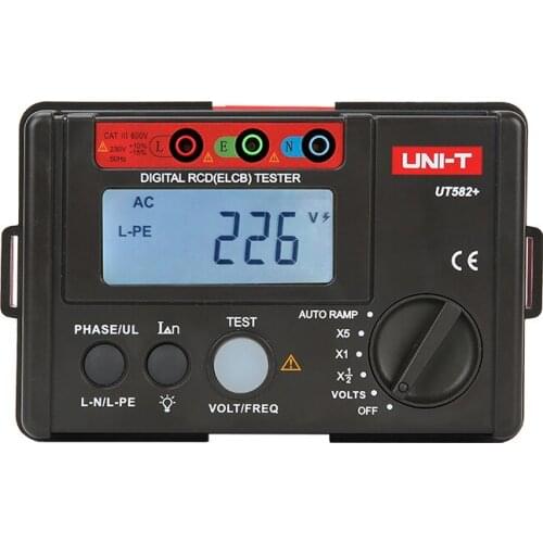 UNI-T UT582 Digital RCD ELCB Testers meter AUTO RAMP Leakage Circuit Breaker