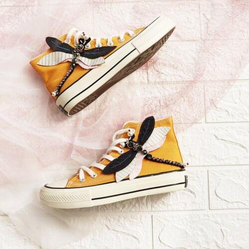 Womens high-top canvas shoes, retro Hong Kong style canvas shoes, new all-match sneakers, single shoes