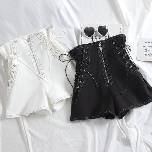 HELIAR PU Leather Shorts For Women Sexy NIght Club Short Fashion High Street Solid PU Shorts Slim Sexy Zipper Fly Shorts Women