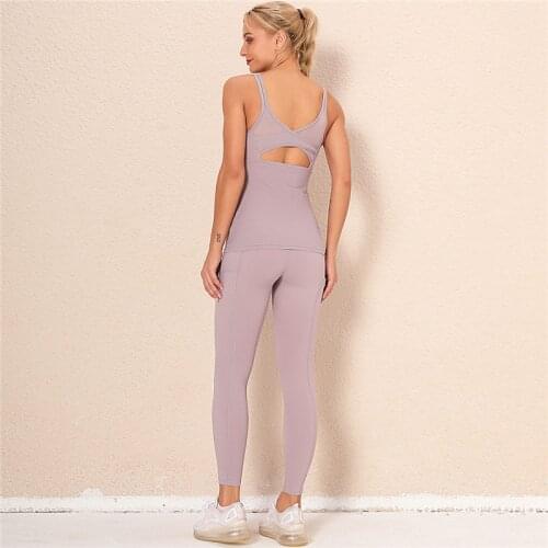 2PCS Womens Seamless Yoga Suit Women Fitness Clothing Sportswear Woman Gym Leggings Padded Push Up Sports Bra