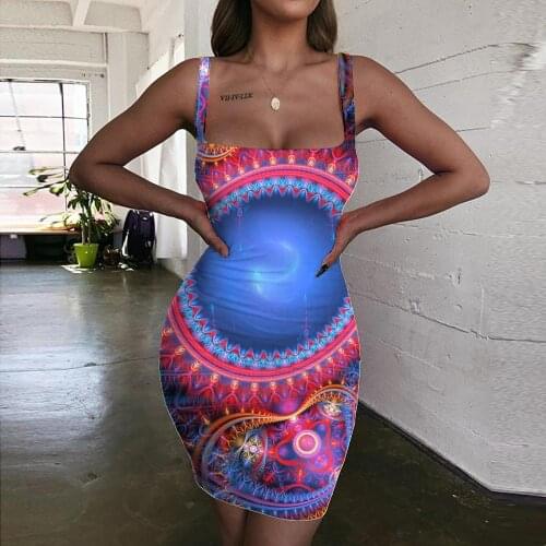 Giyu Brand Geometry Dresses Women Pattern 3d Print Colorful Vestido Sexy Creativity Ladies Dresses Womens Clothing Party Vintage