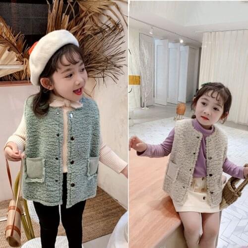 Toddler Girl Vests Childrens Wool Jackets 2019 Autumn Winter New Baby Girl Lambswool Waistcoats Girls Sleeveless Vests Jackets