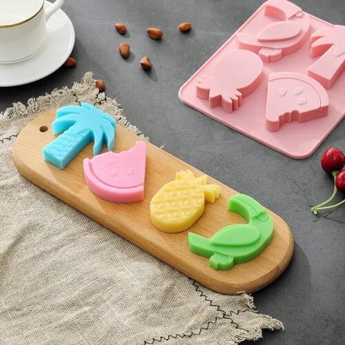 1PC Summer Party Coconut Tree Bird Pineapple Silicone Molds Fruit Chocolate Candy Fondant Cake Decorating Tools OK 0998