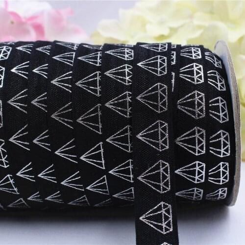 16608-2 ,5/8'' 16MM hot Silver print rhombus Elasticity ribbon , 10 yards DIY handmade hair accessories Material , free shipping