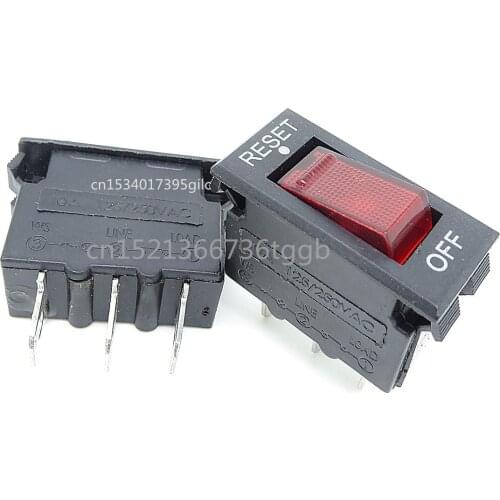 5pcs 5A10A15A overload protection switch power rocker rocker switch 3 pin 2 file 250V automatic power off current protectio
