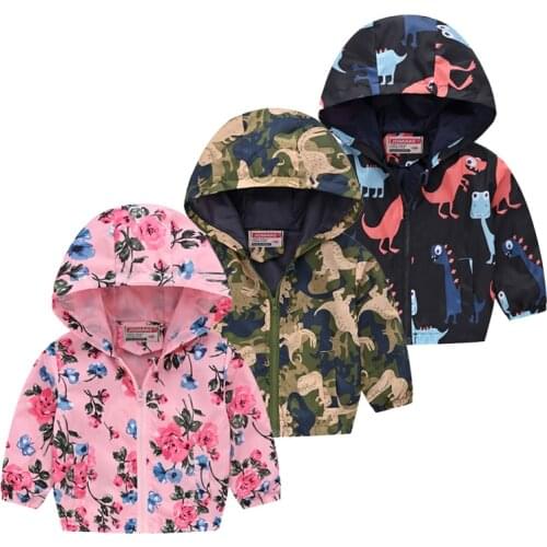 2021 New Summer Boys Girls Cartoon Jacket Baby Summer Thin Windbreaker 2-6y Children Cute Hooded Coat Kids Trench Coat Outwear