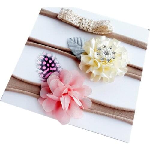 3Pcs/Set Flower Sweet Style Baby Headband Princess Girls Kids Hair Accessories Rubber Haarband Baby Hair Rope