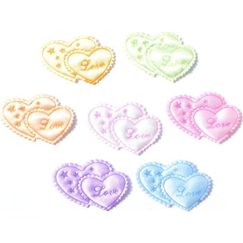 40Pcs Mixed Double Heart 'Love'&Star' Laciness Cloth Pads Patches Applique for Craft/Clothes/Wedding DIY Decoration K33