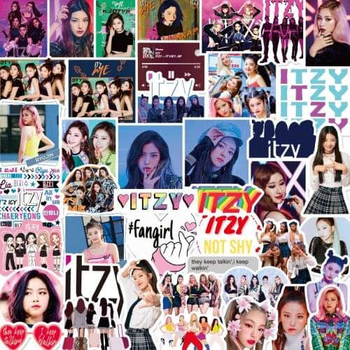 50pcs Korean Female Troupe Singer ITZY Graffiti Stickers DIY Luggage Notebook Cup Refrigerator Waterproof Stationery Sticker Toy