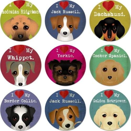 58mm I Love My Dog Yorkie Papillon boxer White Badge Brooch Pin Accessories For Clothes Backpack Decoration gift