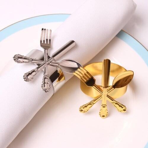 6pcs Creative western restaurant hotel table knife and fork napkin buckle napkin ring cloth ring towel buckle