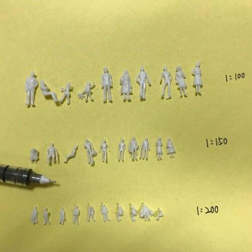 600pcs Model Trains 1: 100/150/200 Scale Mixed Miniature White Unpainted Figures HO N Z Scale Architectural Layout
