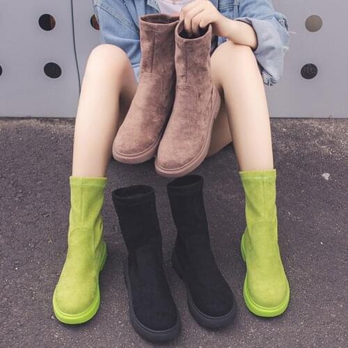 Shoes Womens Boots Autumn Booties Woman 2020 Low Heel Boots-women Round Toe Luxury Designer Mid Calf Rubber Ladies