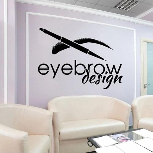 Eyebrow Design Wall Decal Beauty Salon Logotype Brow Art Interior Decor Vinyl Window Stickers Lettering Creative Mural C076