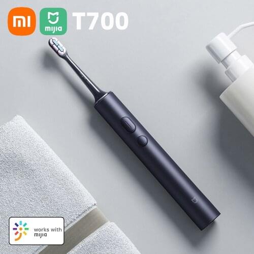 Xiaomi Mijia T700 Electric Toothbrush IPX7 Waterproof Rechargeable Timer Sonic Toothbrush with 2 Brush Heads Mijia APP Control