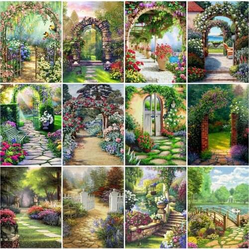 EverShine Diamond Painting Garden Cross Stitch Diamond Embroidery Full Square Landscape Picture Rhinestones Wall Art Needlework