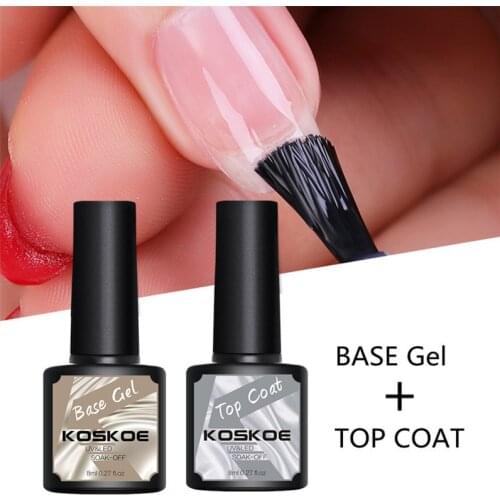 KOSKOE 8ml No Wipe Top Coat Base Coat UV Gel Polish Matte Top Coat Manicure Gel Nail Polish Color Gel Varnish Semi Permanent