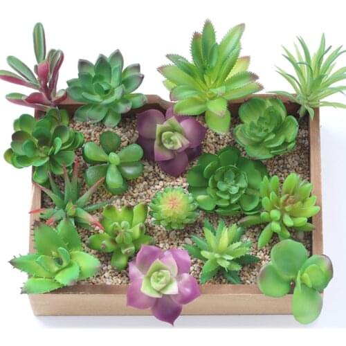 Artificial Green Purple Red Flocking Succulent Plants DIY Home Garden Office Wedding Decoration Mini Cute Bonsai Decorative