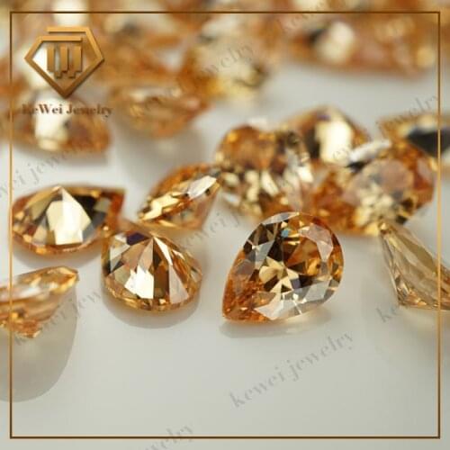 50Pcs AAAAA Champagne Cubic Zirconia Stone 3x5mm-13*18mm Synthetic CZ Gems Pear Cubic Zirconia Stone Oval For Jewelry