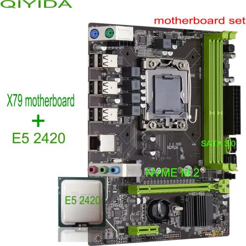 Qiyida X79A LGA1356 motherboard set with Xeon LGA 1356 E5 2420 cpu