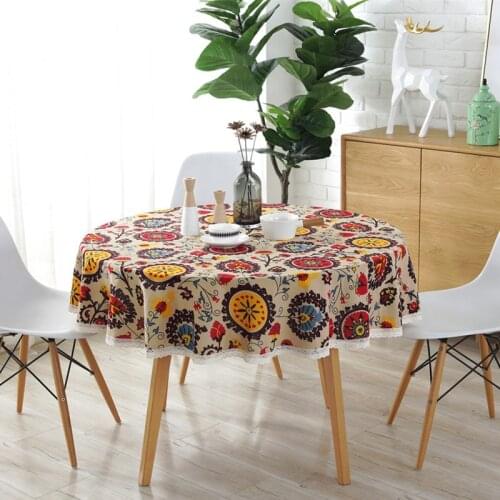 Bohemian ethnic style round lace tablecloth cotton printed hotel decoration tablecloth tablecloth cover Colorful tablecloth