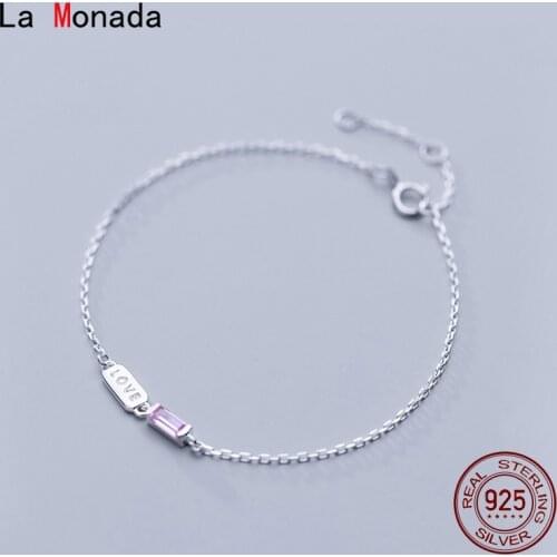La Monada Letter Bracelets For Women Silver 925 Sterling Silver Fine Real Silver 925 Jewelry Bracelet Chain Womens Bracelet