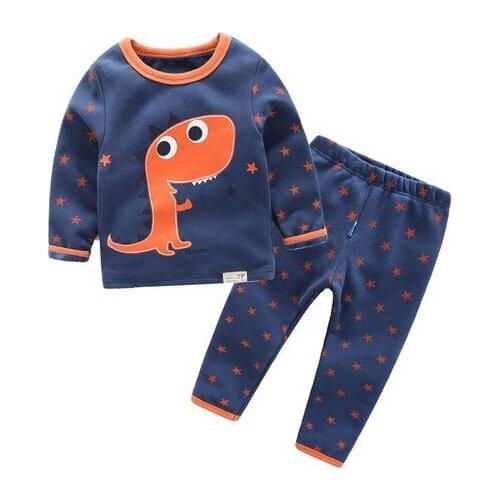HOT sell 2020 winter brand girls boys Pajamas sets Plus velvet cartoon dinosaur baby Keep warm Pyjamas kids clothes sleepwear