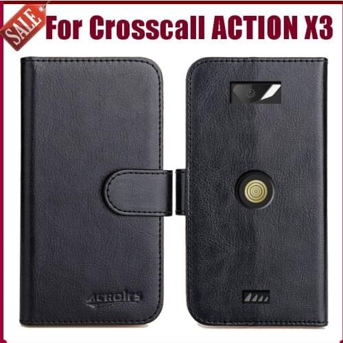 Hot! Crosscall ACTION X3 Case 5" 6 Colors Flip Soft Leather Phone Wallet Cover Special Business Bag Card Slots