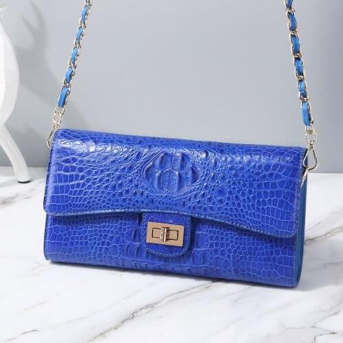 Fashion Genuine Crocodile Skin Female CHIC Flap Bag Exotic Alligator Leather Lady Evening Purse Womens Crossbody Shoulder Bag