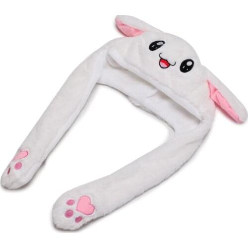 Cartoon Rabbit Hat Cap Moving Ears Cute Cartoon Toy Hat Airbag Kawaii Funny Toy Cap Kids Plush Toy Birthday Gift Hat Girls Gift