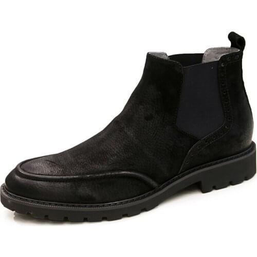 Men Cow Suede Leather Chelsea Boots Ankle Handmade Luxury Trainers Spring Old Shoes Slip-On Male Business Casual Shoes Boots