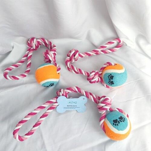 MZHQ 1PC Medium Dog Toys Tennis Durable Cotton Cord Interactive Rope Toys Teeth Cleaning Boredom Toys For Dogs Dog Birthday Toys