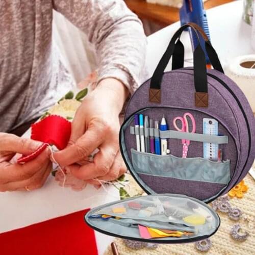L38A Embroidery Tool Kit Bag Needlework Cross Stitch Storage Case Handbag DIY Crochet Hooks Knitting Needles Organizer Tote